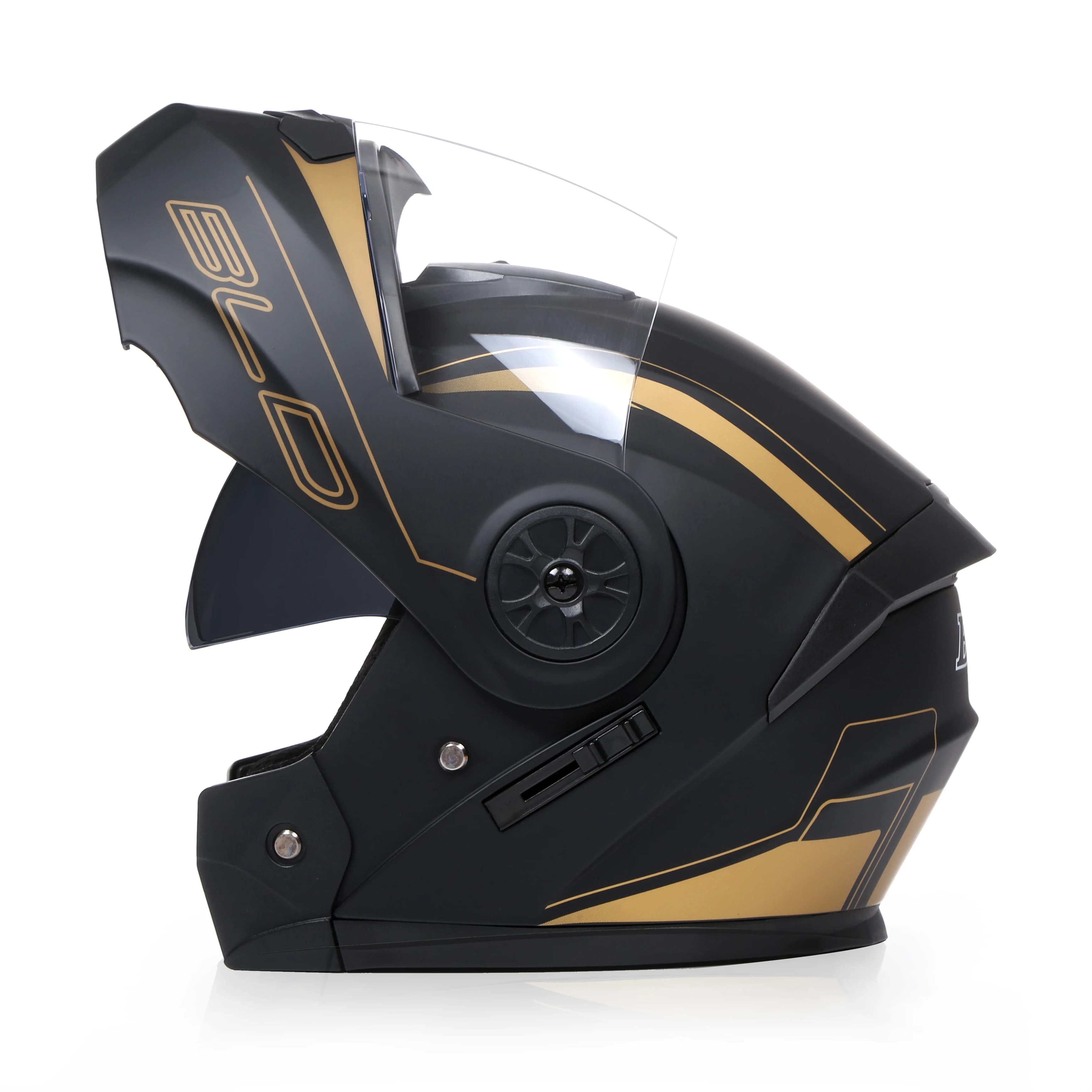 BLD casque modulaire rabattable casque de moto intégral double visière anti-rayures anti-buée menton