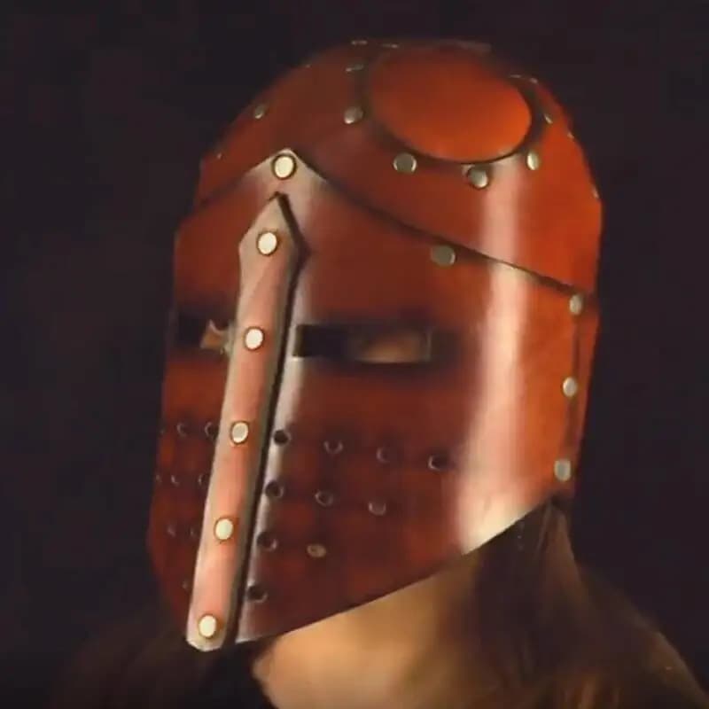 Casque de Chevalier Templier Médiéval, Armure de Tête en Cuir de Guerrier Viking Pirate, Masque Chap