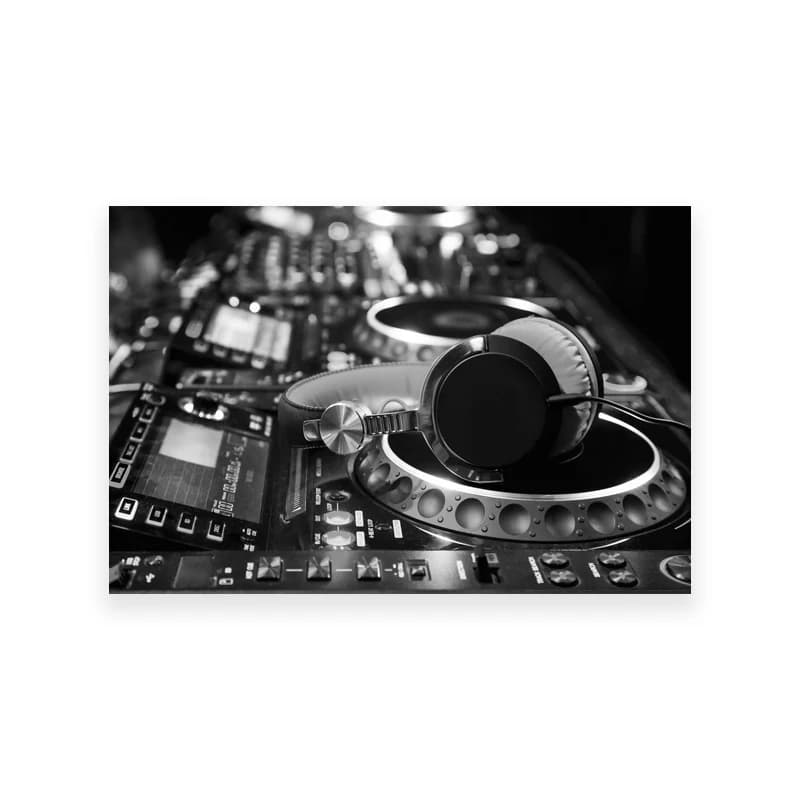 Affiche de DJ en noir et blanc, décor mural de boîte de nuit, peinture sur toile d'art Disco, décor 