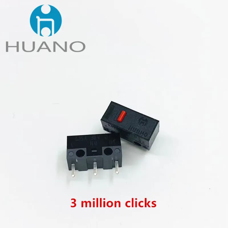 HUANO – Micro-interrupteur de souris silencieux, coque transparente noire et bleue, 10M 30M 60M 80M 