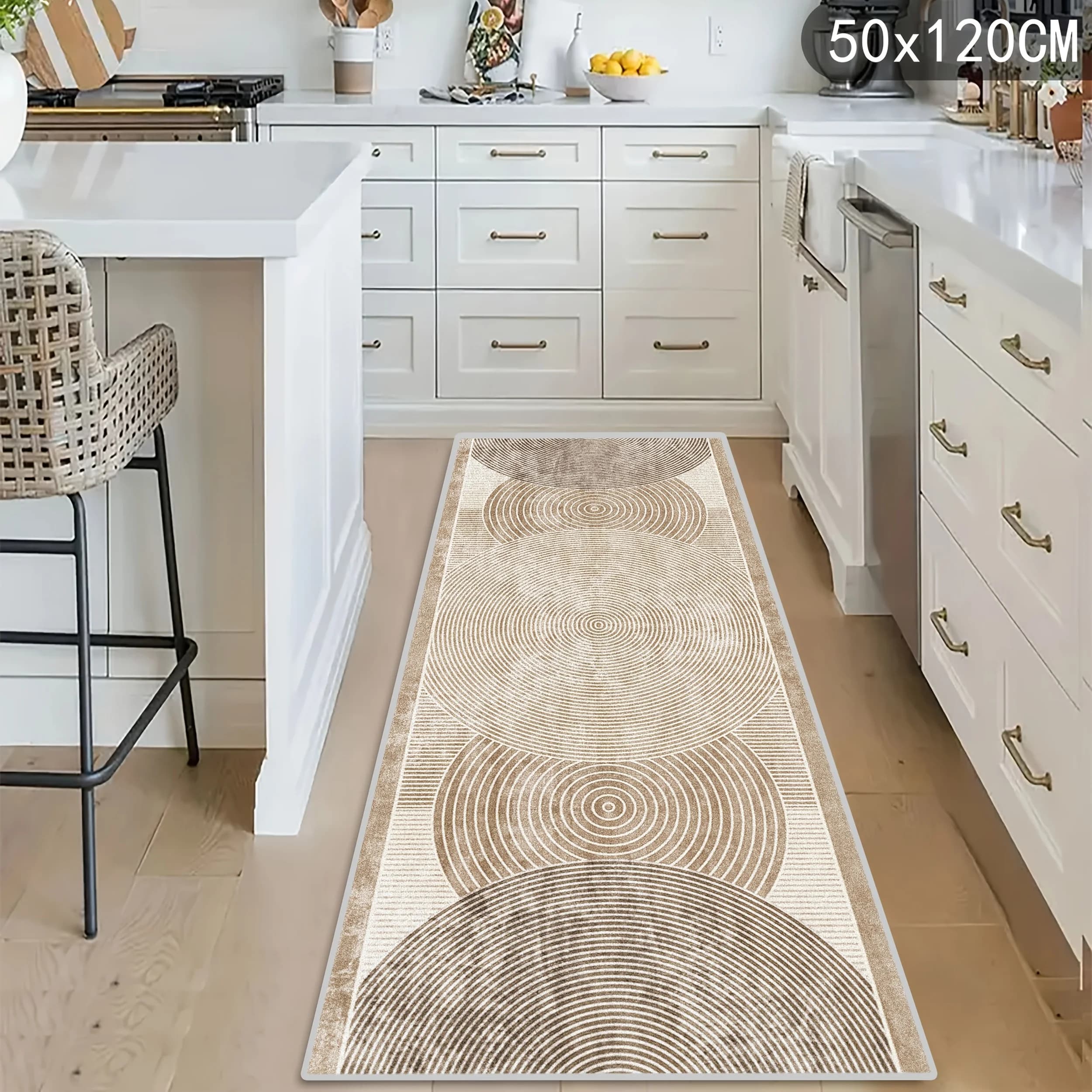 VIKAMA Tapis à texture d'art moderne - Tapis de sol de cuisine durable et antidérapant - Tapis de co