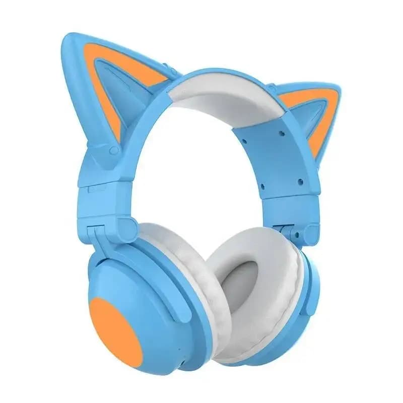 Écouteurs Bluetooth brillants à oreille de chat montés sur la tête, microphone haute définition, ran