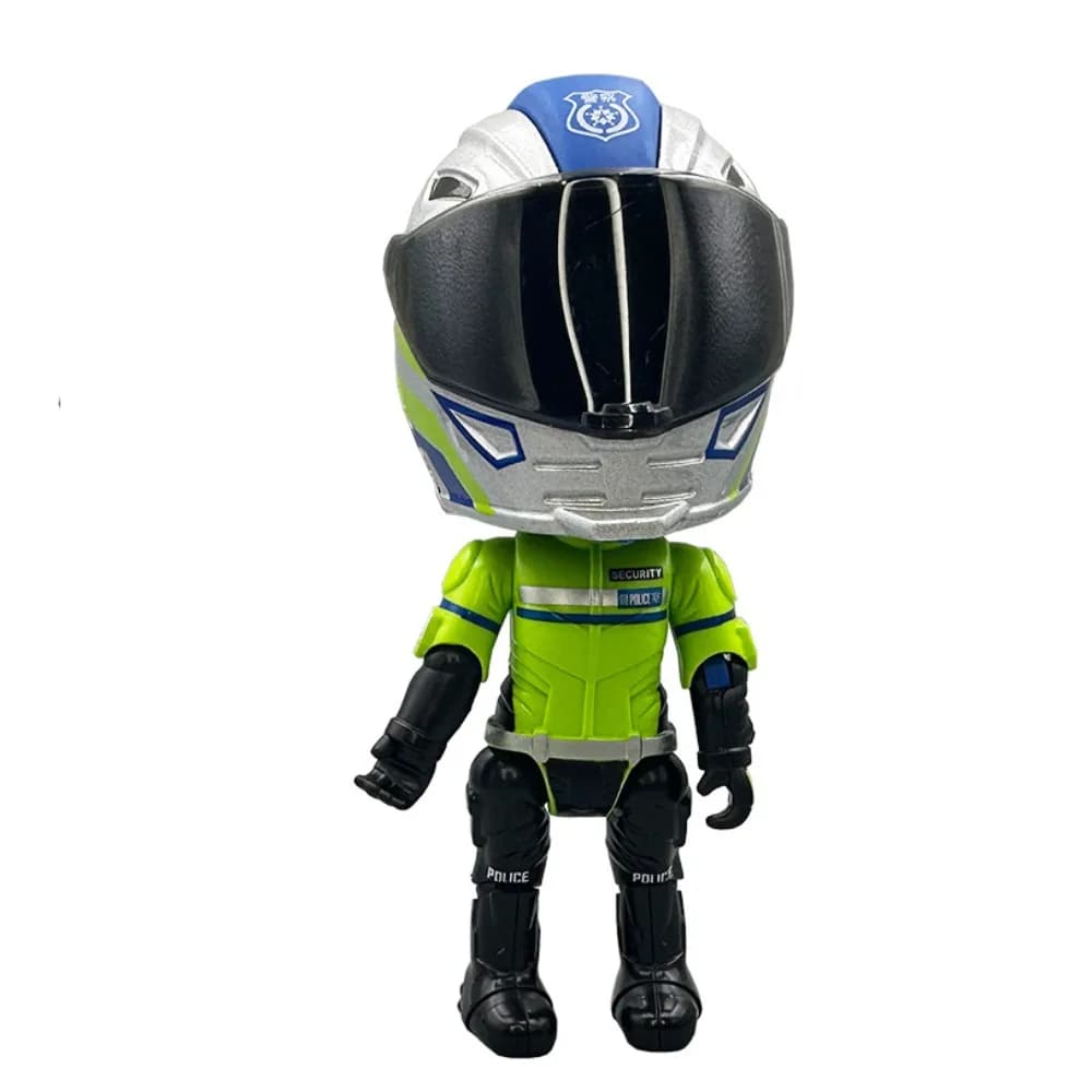 Figurine de motard transformable avec casque de moto en alliage et articulations mobiles