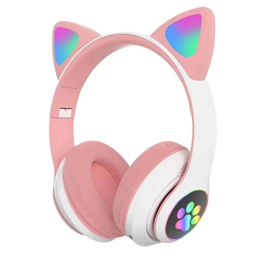 Casque Bluetooth avec oreilles de chat mignonnes, compatible avec les enfants et les filles, casque 