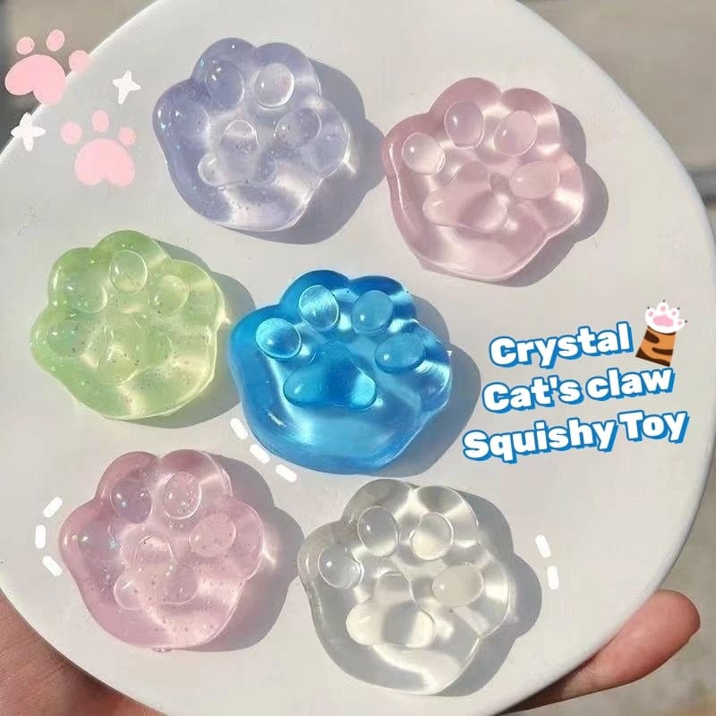 3 Pièces Jouets Anti-Stress Patte de Chat Kawaii, Mous, Réalistes, en Gelée Scintillante, à Presser,