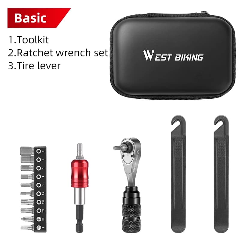 WEST BIKING – boîte à outils Portable, sac à outils de réparation multifonctionnel, Kit de clé à cli