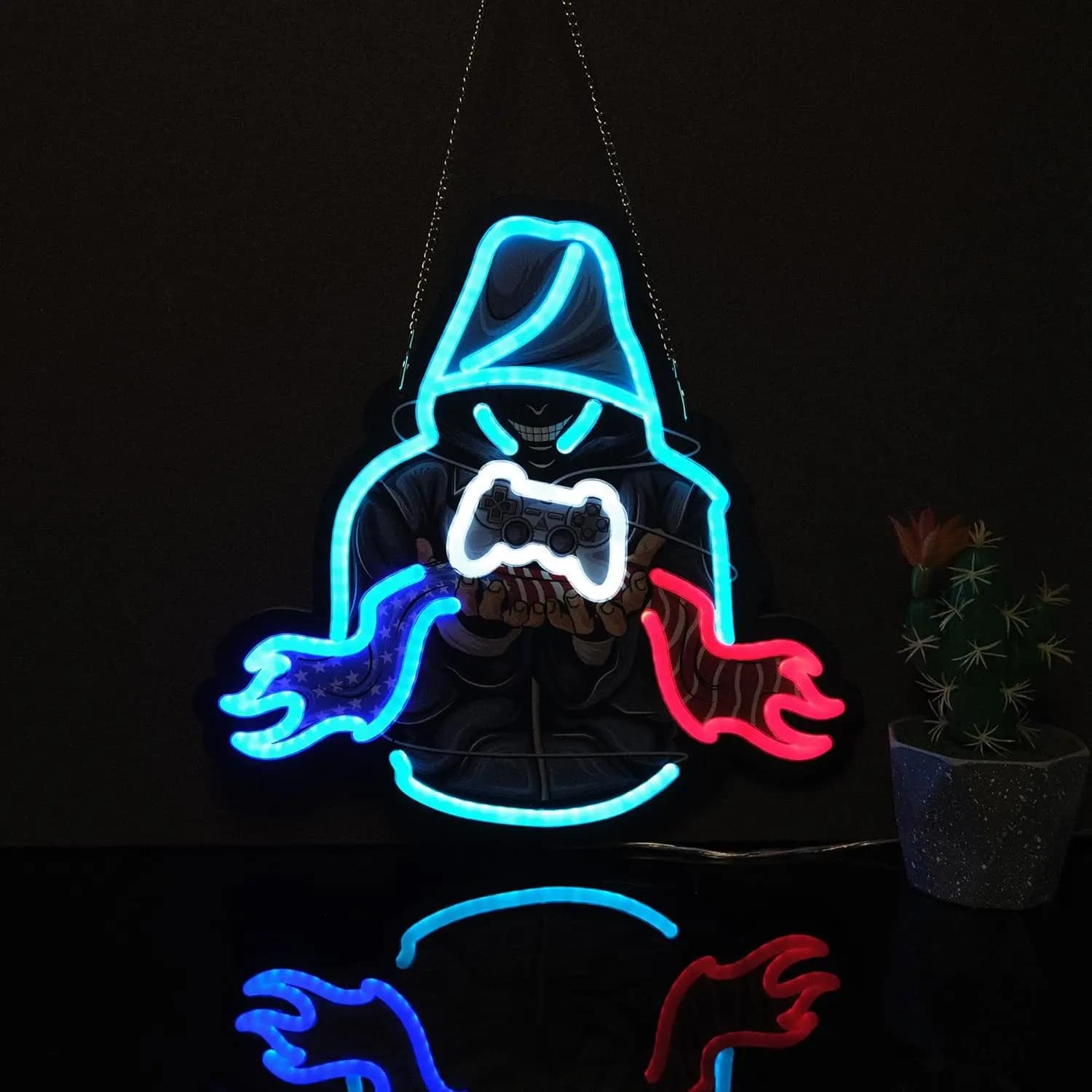 Contrôleur de jeu enseigne au néon décoration de salle de joueur, enseigne au néon de jeu LED décora