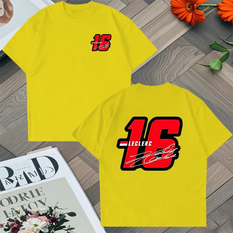2025 tendance numéro 16 Charles Leclerc Racer graphique lâche t-shirt hommes femmes coton été Hip Ho