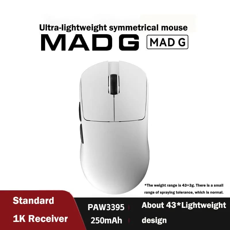 MADLIONS MAD G Series Souris sans fil légère double mode pour sports et bureau, conception sans trou