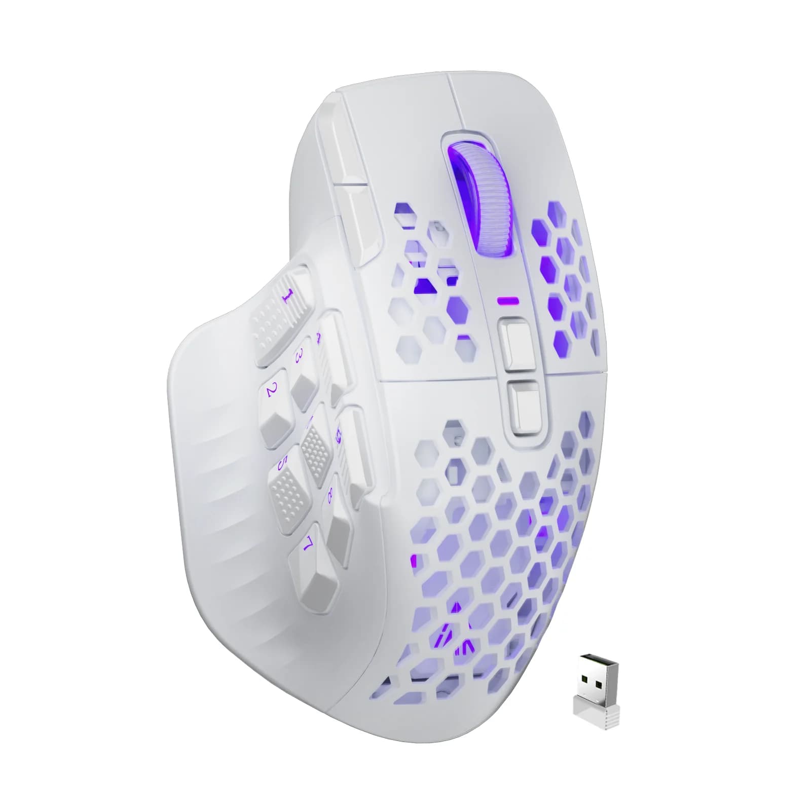 SOLAKAKA SM809 Pro souris de jeu MMO sans fil PAW3311 16 boutons latéraux 24000 DPI rvb nid d'abeill