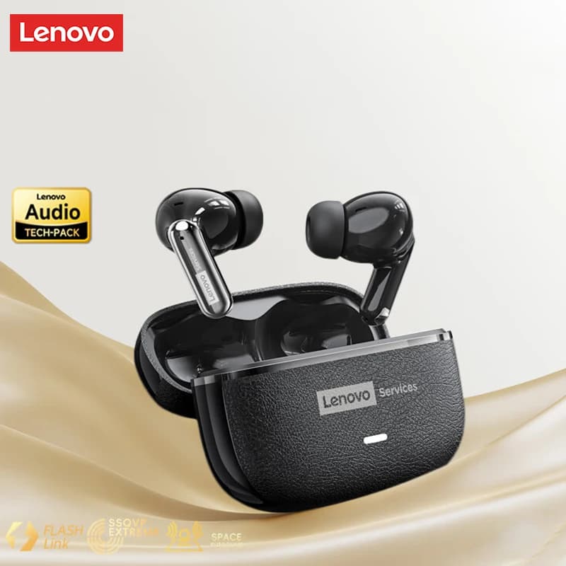 Écouteurs sans fil en cuir Lenovo LE208 TWS Bluetooth 6.0, stéréo, suppression du bruit ENC, casque 