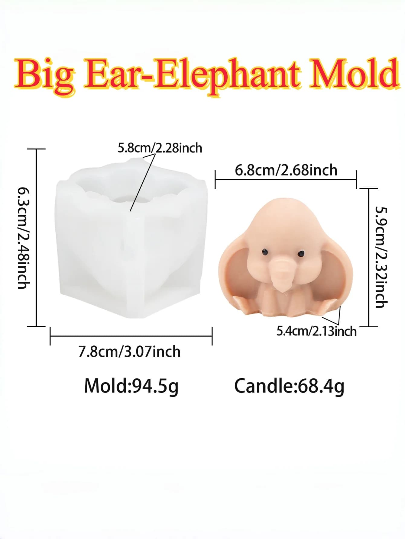 Nouveau éléphant avec grande oreille moule Dumbo moule dessin animé éléphant aromathérapie bougie gy
