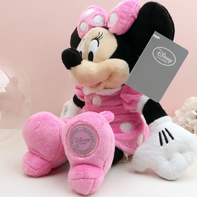 Jouets en peluche rose Minnie Mouse de 30cm pour filles et enfants, poupées en peluche mignonnes, dé