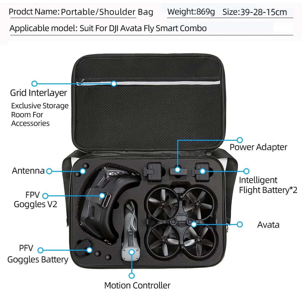 Sac de rangement grande capacité pour DJI Avata, sac de voyage extérieur pour lunettes de vol DJI Av