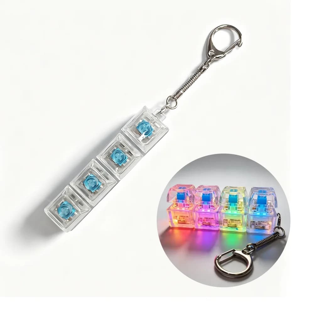 2026 Porte-clés clavier lumineux, jouet anti-stress sensoriel en cristal à clic, décoration portable