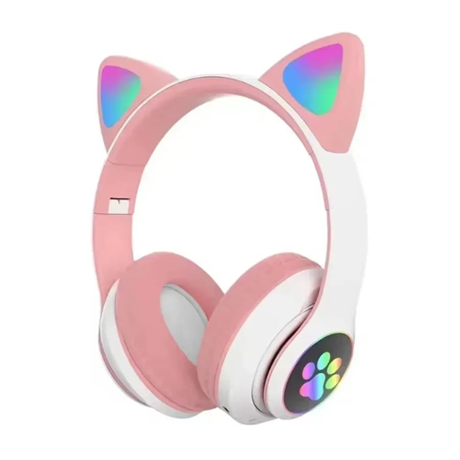 Nouveaux écouteurs sans fil mignons pour chat, casque avec oreilles de chat mignonnes RGB avec micro