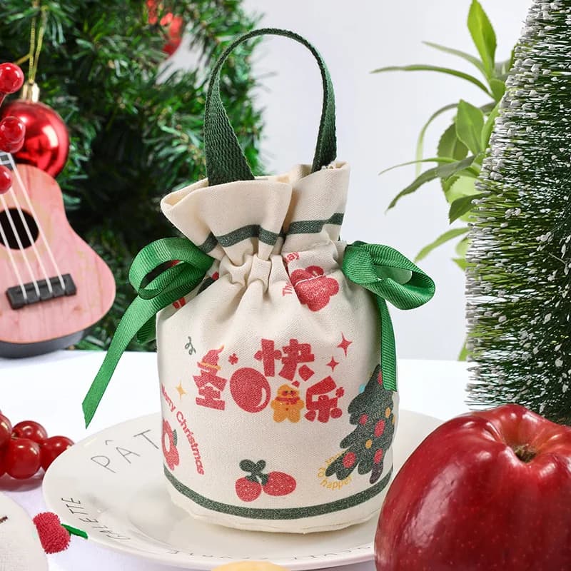 10 × 15 cm 1 pièces nouveaux sacs cadeaux de noël portables pour bonbons pochettes pour pommes sac c