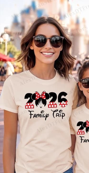 Tenues Assorties Famille Mickey et Minnie Mouse Été 2026 : T-shirts en Coton pour Papa, Maman, Frère