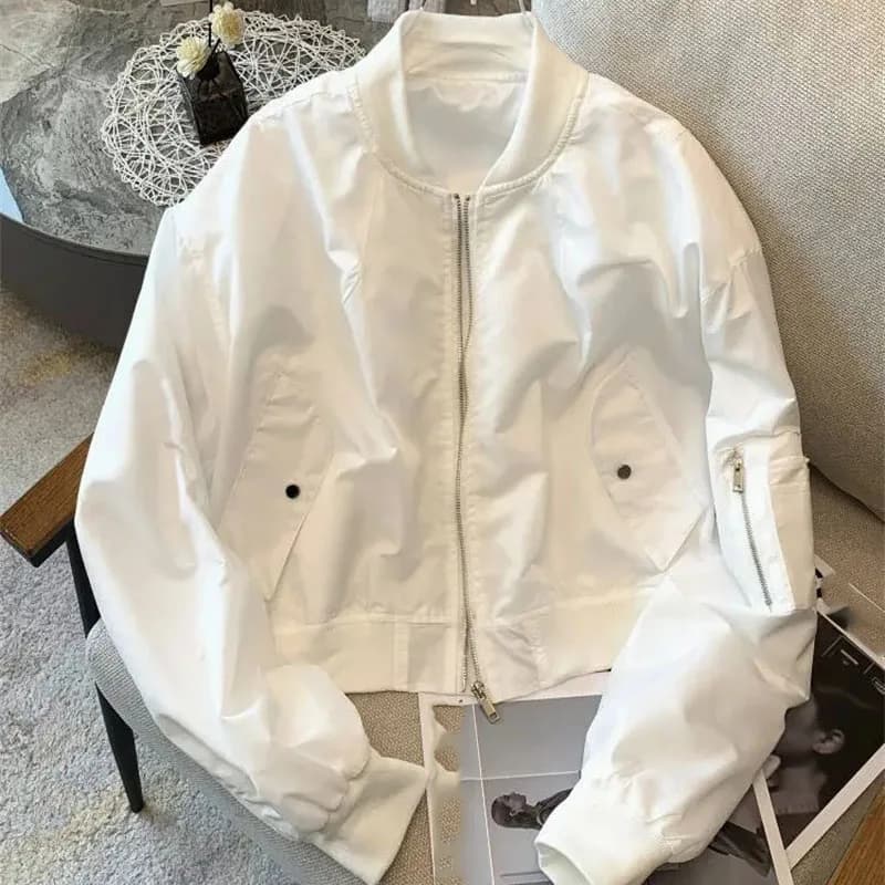 Veste Courte à Manches Chauve-Souris pour Femme, Manteau de Printemps et d'Automne, Fermeture Éclair