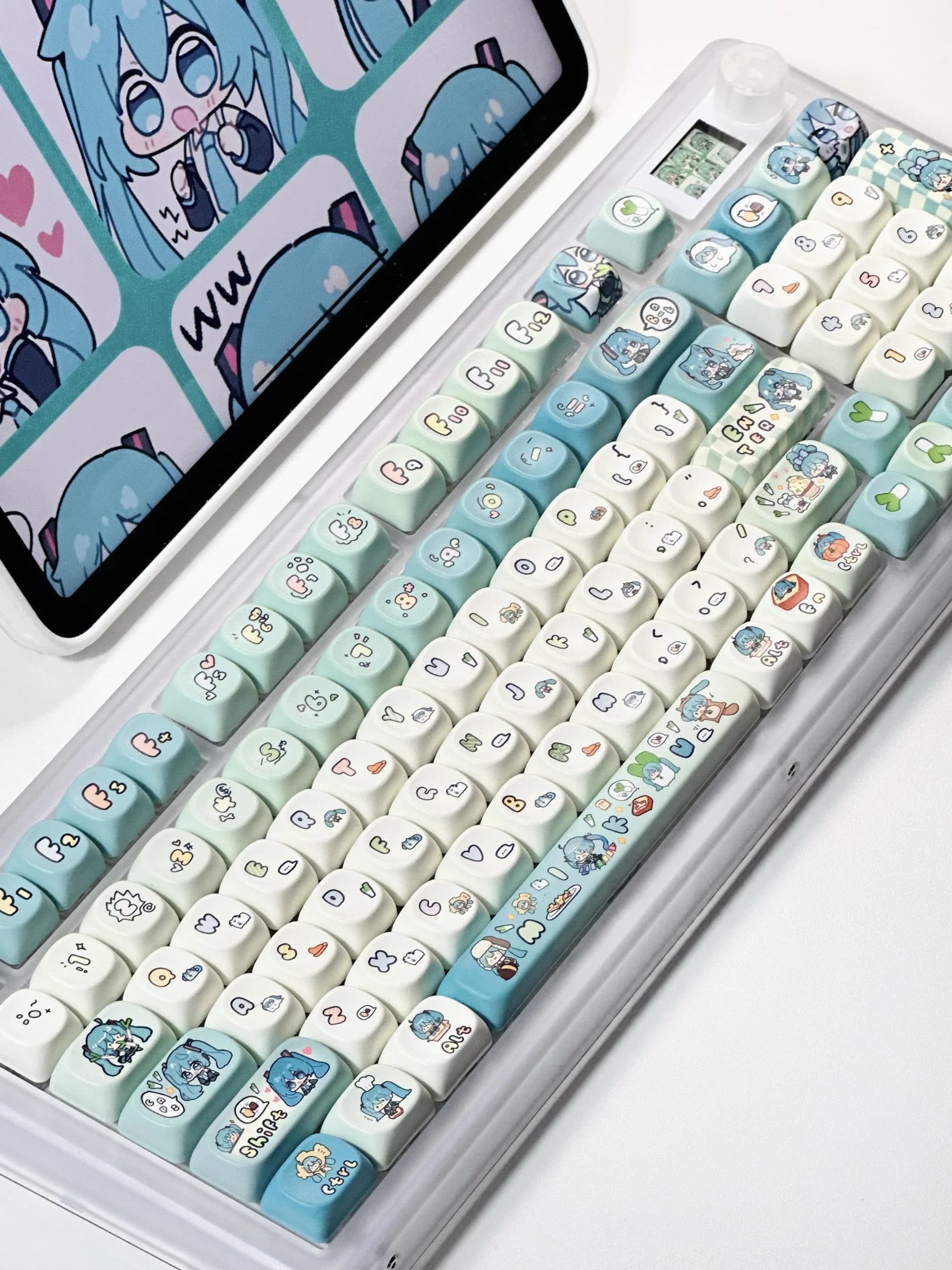 Capuchons de touches Miku thème anime, personnalisés, 131 touches, pour clavier mécanique, mignons, 