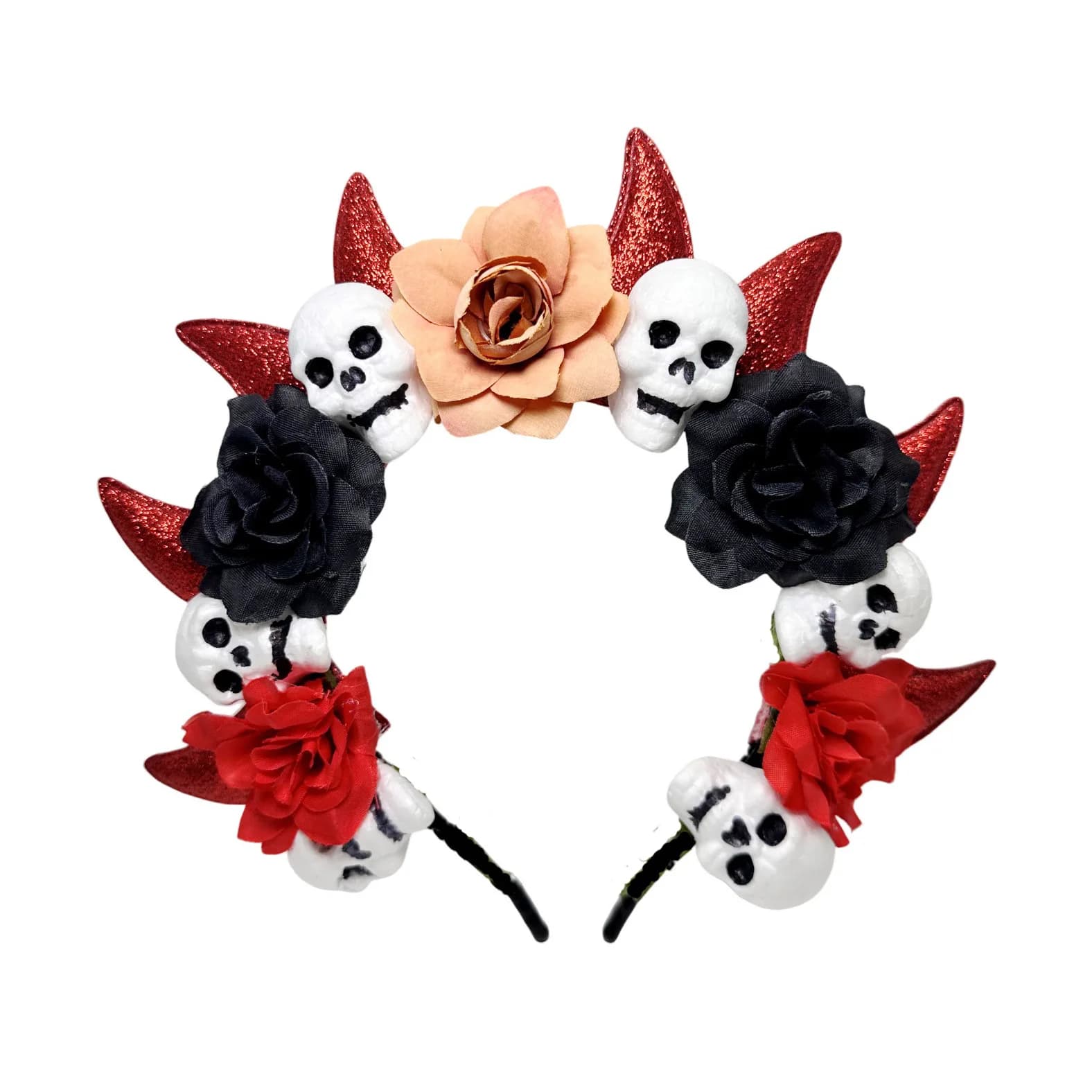 Bandeau d'halloween Rose chauve-souris, bandeau du jour des morts, couronne, casque mexicain pour fe