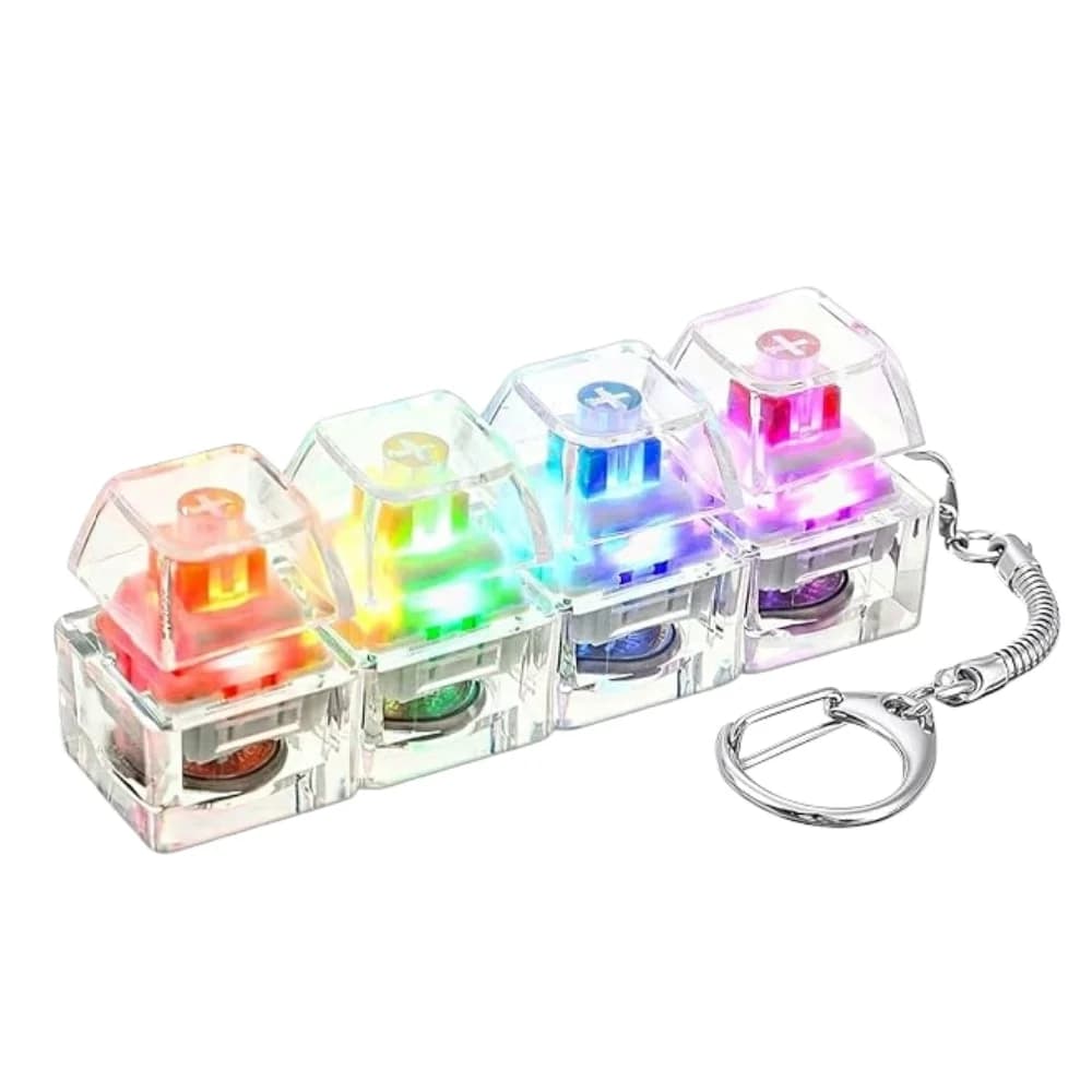 Clavier miniature à 4 boutons, porte-clés, clavier RGB, jouet anti-stress avec lumières pour la rela