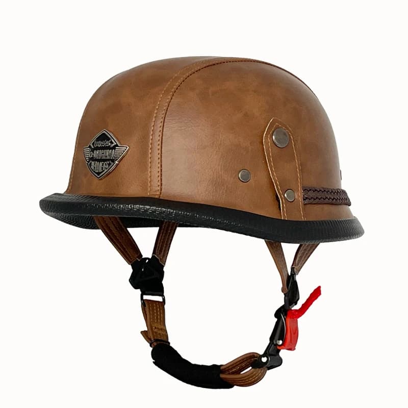 Casque de soldat de style seconde guerre mondiale en cuir vintage demi-casque rétro toutes saisons u