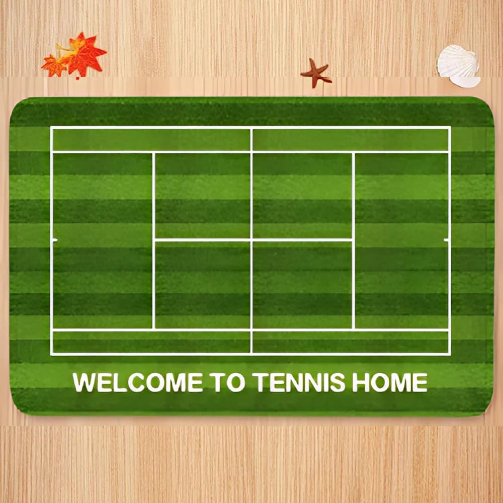 Tapis thème sportif, tapis de Tennis, motif de terrain de Badminton, texte de bienvenue, bleu, Orang