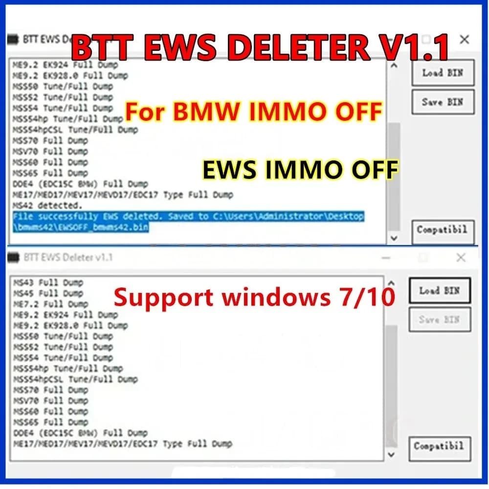 BTT EWS livreur V1.1 pour BMW IMMO OFF Support MS41 MS42 MS43 MS45 ME7.2 ME9.2 MSS54 ME17/MED17/MEV1