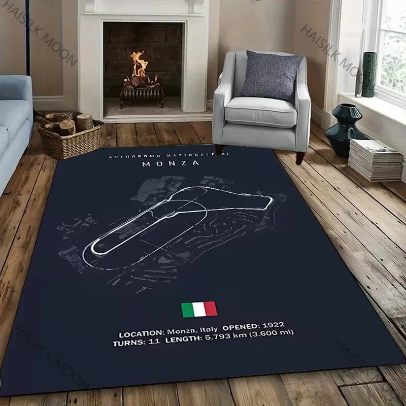 Tapis imprimé en Circuit de piste pour chambre, canapé, formule 1, décor à thème de sport automobile