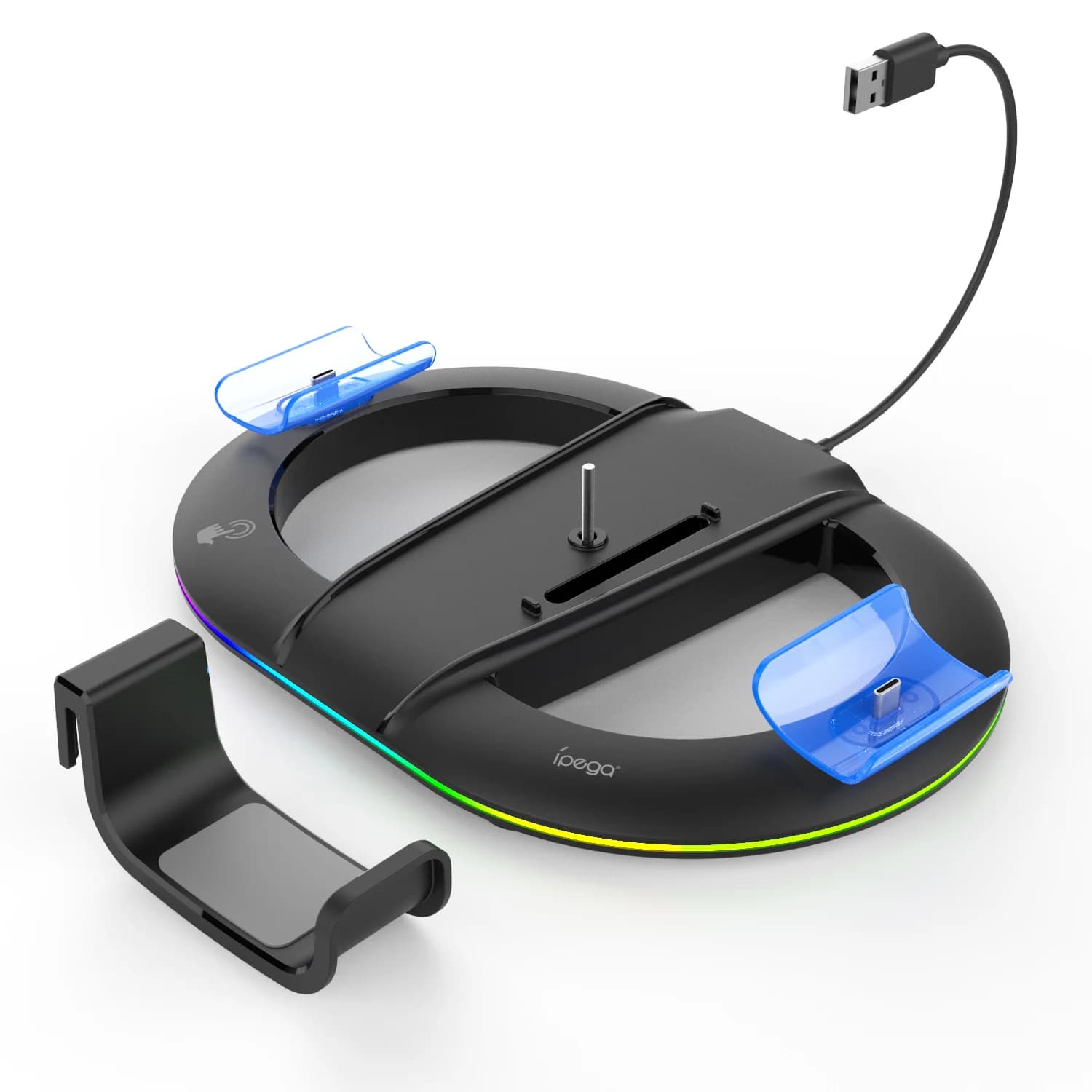 Support pour PS5 Slim avec éclairage LED RGB et chargeur rapide pour manette PS5 Slim pour PS5 Slim