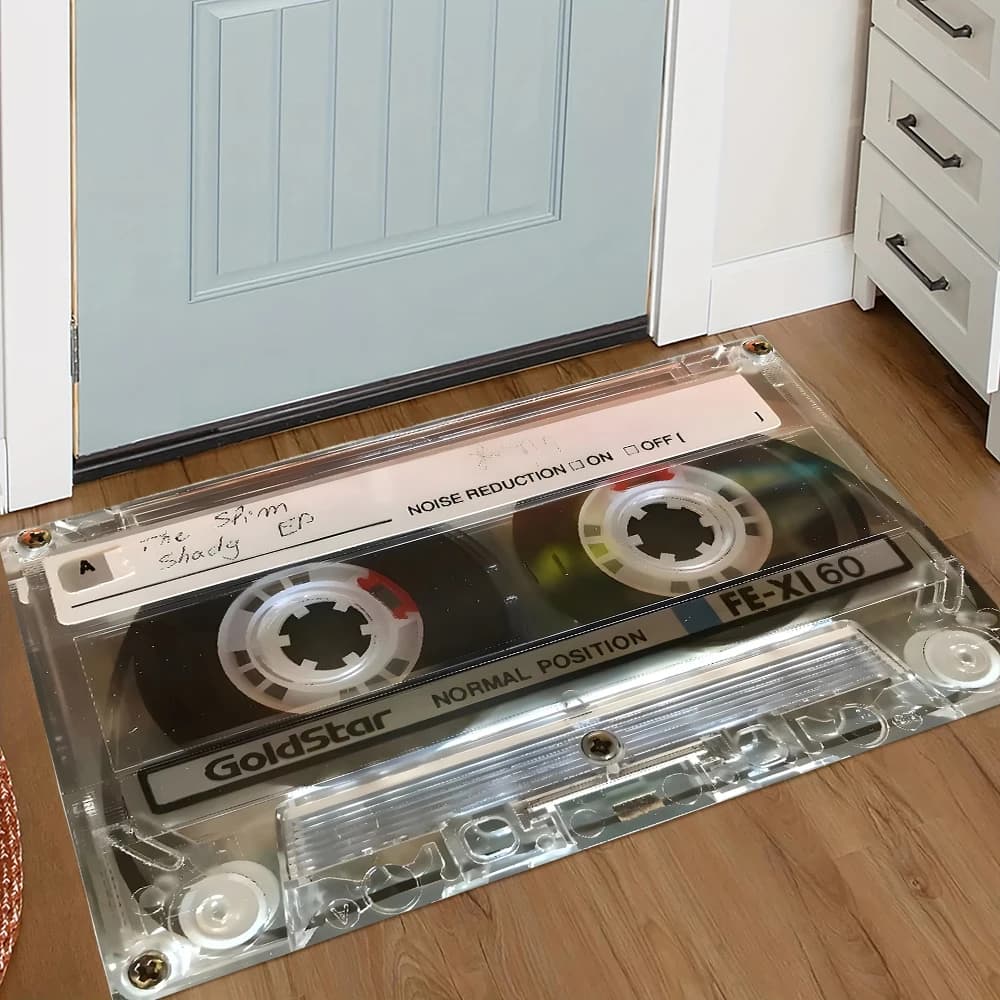 Vantiag Cassette Tape Doormat Vintage 80s Music Theme NonSlip Easy Clean Entryway Decor for Home, St