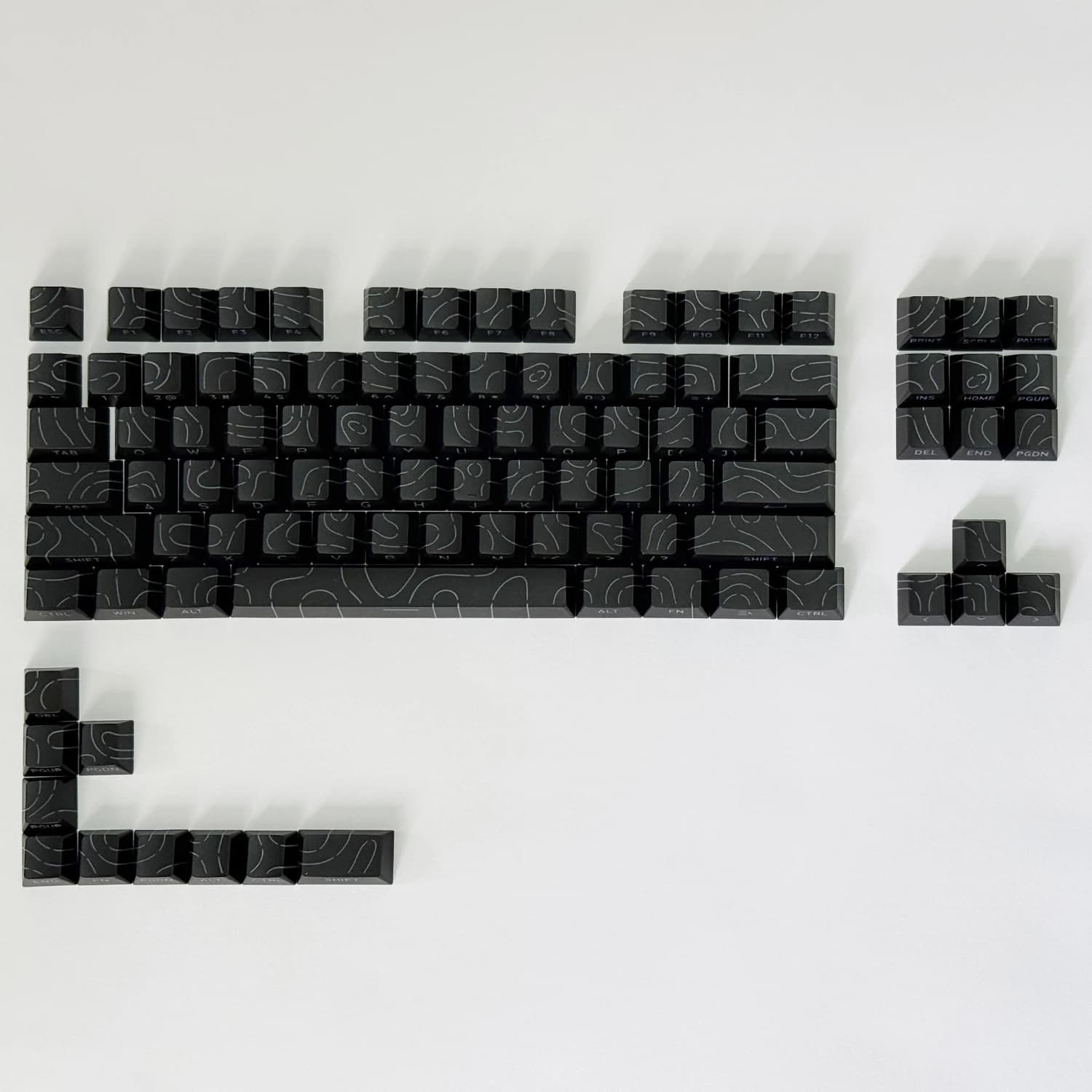 Capuchons de touches pour clavier mécanique, lignes de contour, profil Cherry, noir et blanc, 60% 75
