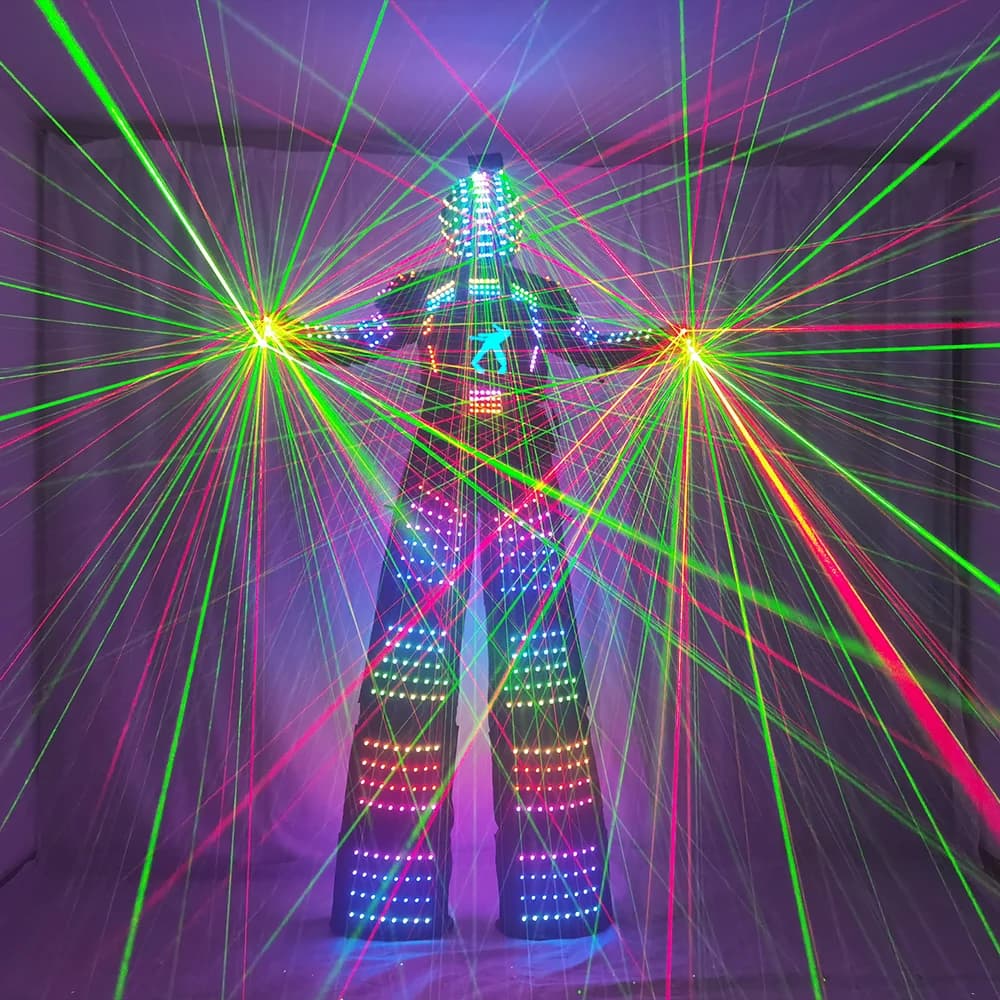 Led prédateur Robot Costume vêtements Traje de Robot Costume échasses Walker casque Laser gants évén