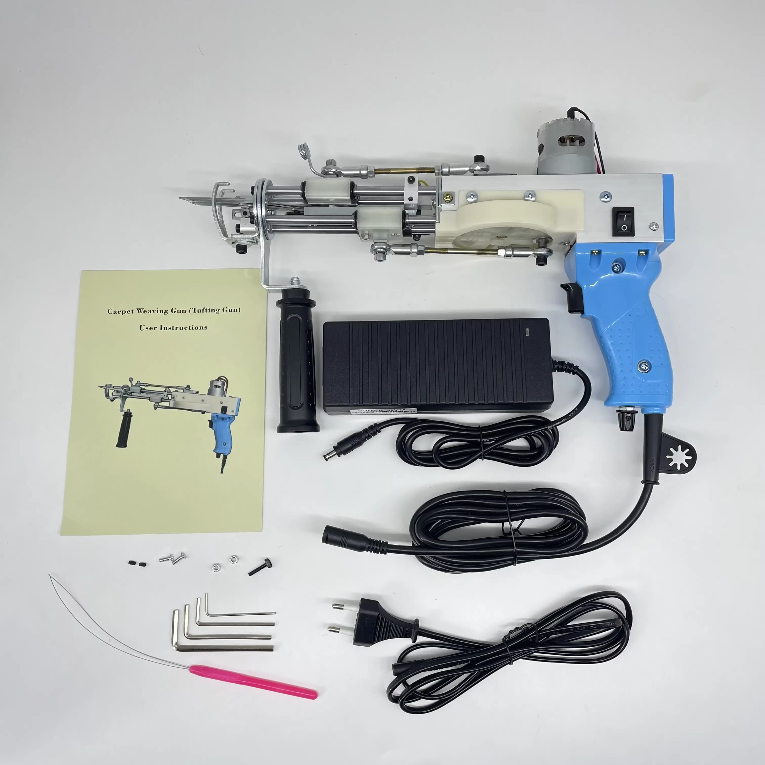 EN STOCK Kit de tufting électrique 2-en-1 pour tapis, pistolet à tufting 20mm-45mm pour boucles et p