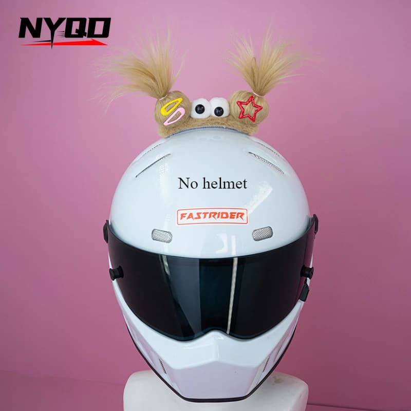Mignon drôle casque décoration tresses perruques moto cyclisme Ski casque drôle décor accessoires au