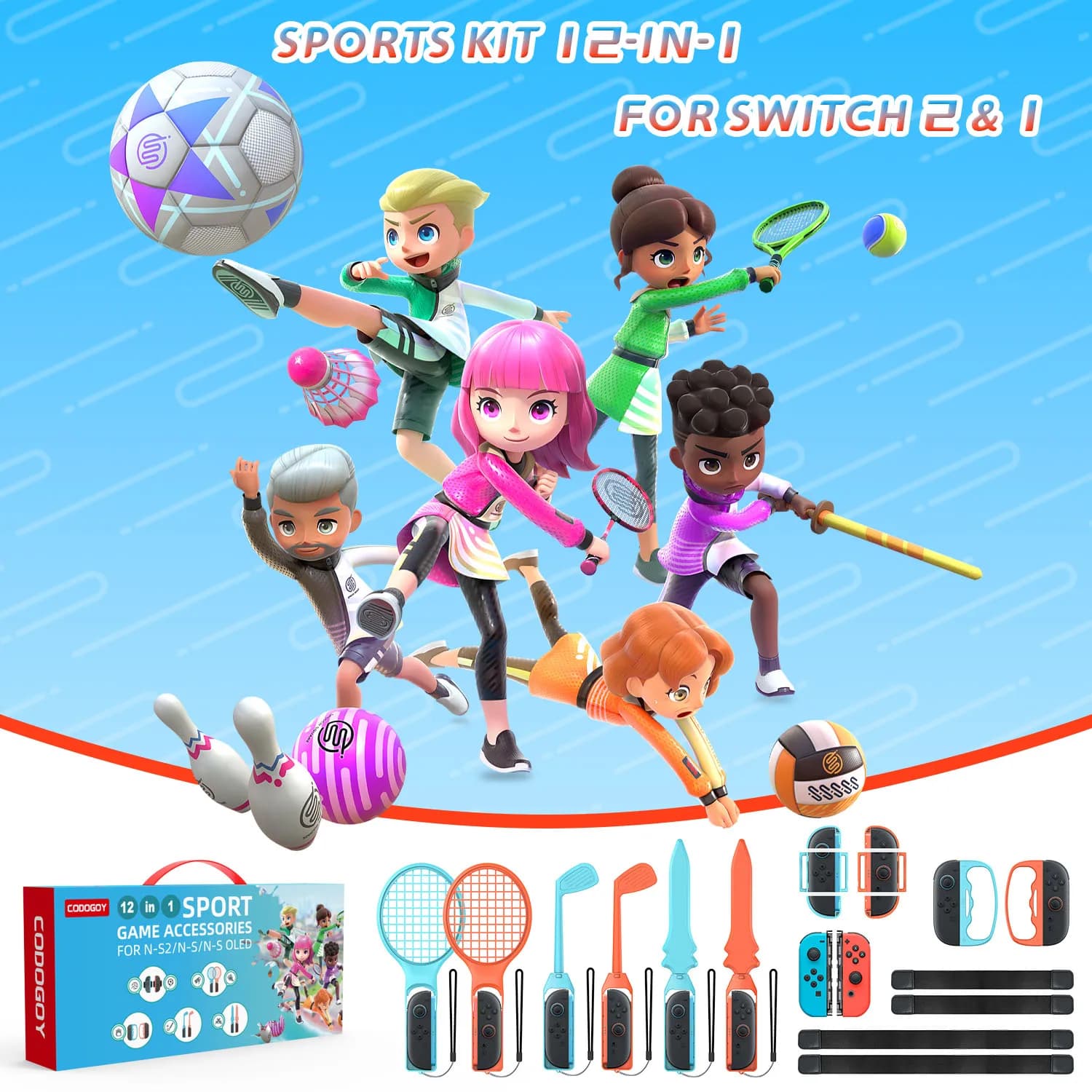 Kit d'accessoires pour Nintendo Switch 2, kit d'accessoires sportifs et familiaux pour Nintendo Swit