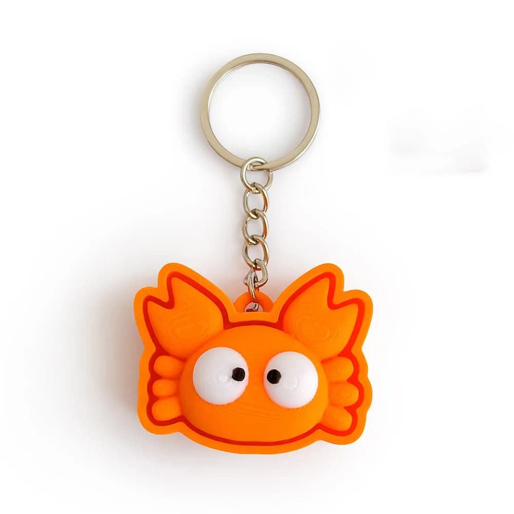 Porte-clés imprimé 3D en forme de tortue ou de crabe, avec mécanisme de clic miniature et coque en p