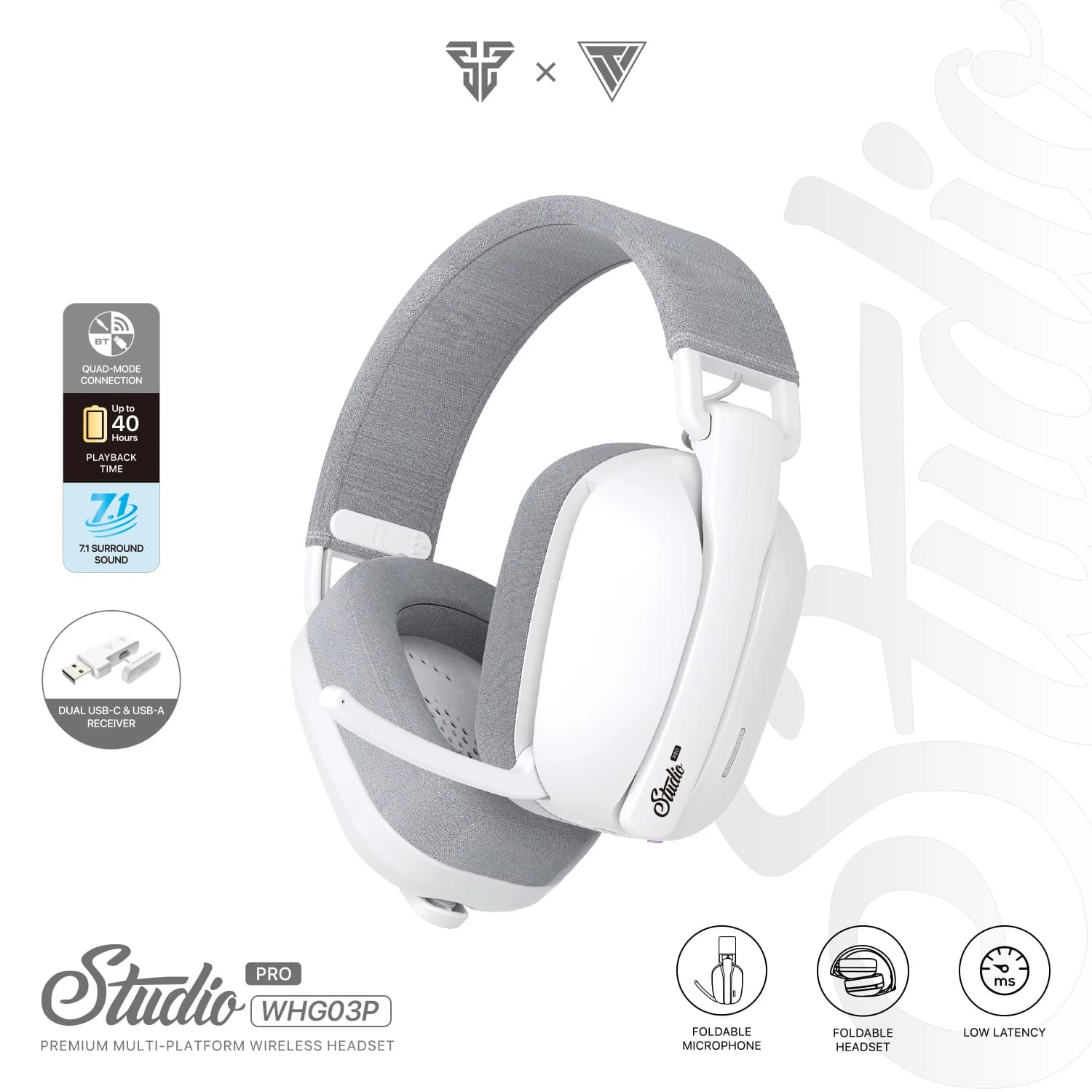 FANTECH WHG03P STUDIO PRO casque de jeu filaire et sans fil Bluetooth 7.1 casque Surround avec micro