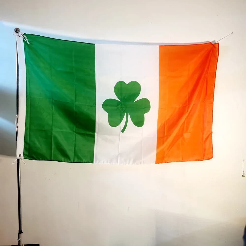 Drapeau de la Saint-Patrick Shamrock irlandais, 150x90cm, en Polyester, bannière trèfle de Saint Pad