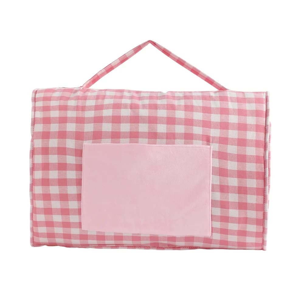 Polymères de sieste pour tout-petits à carreaux avec oreiller Minky, conception Rollup, couverture p