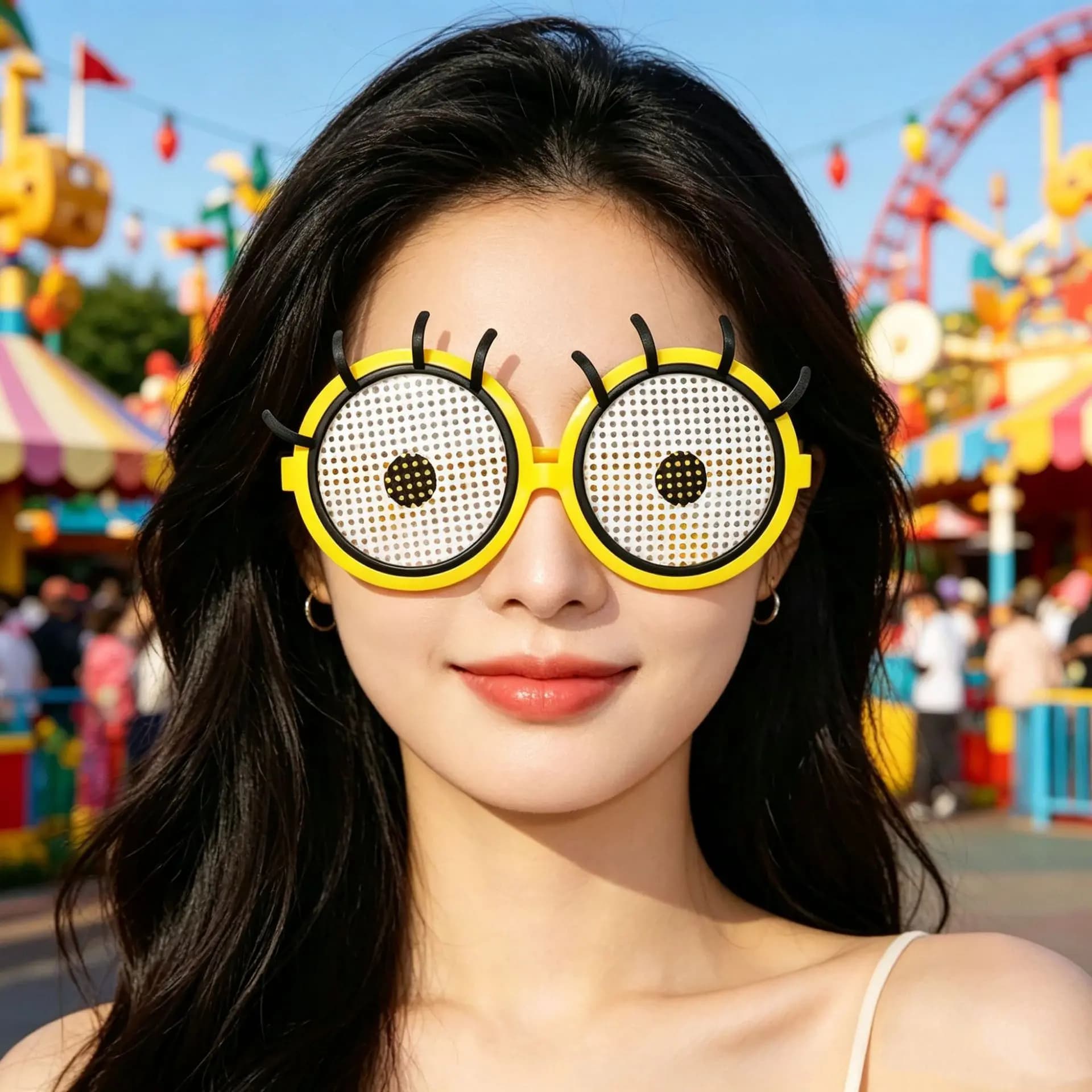 Les films des Minions sont entourés de cils tridimensionnels, de grands yeux, de lunettes, de fêtes 