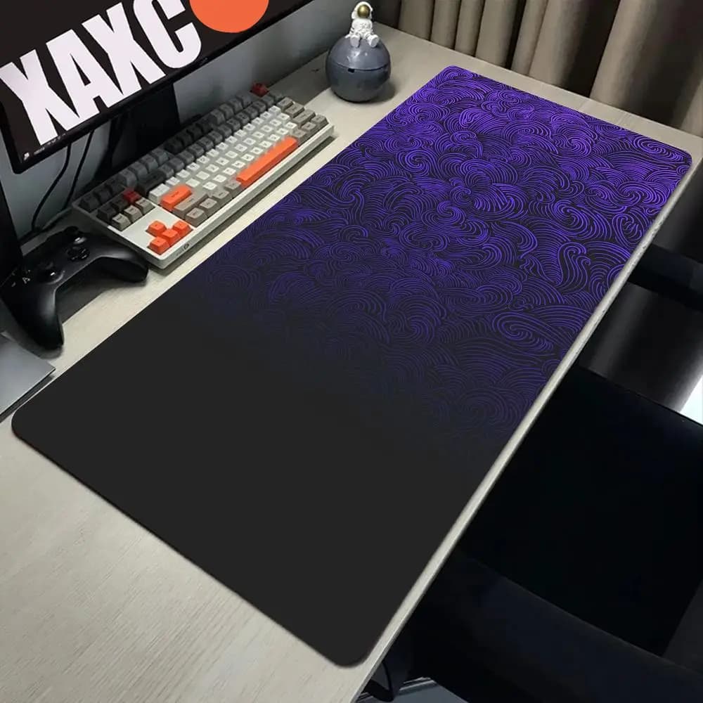 Tapis de souris Purple Wave, design abstrait, tapis de bureau artistique avec base en caoutchouc ant