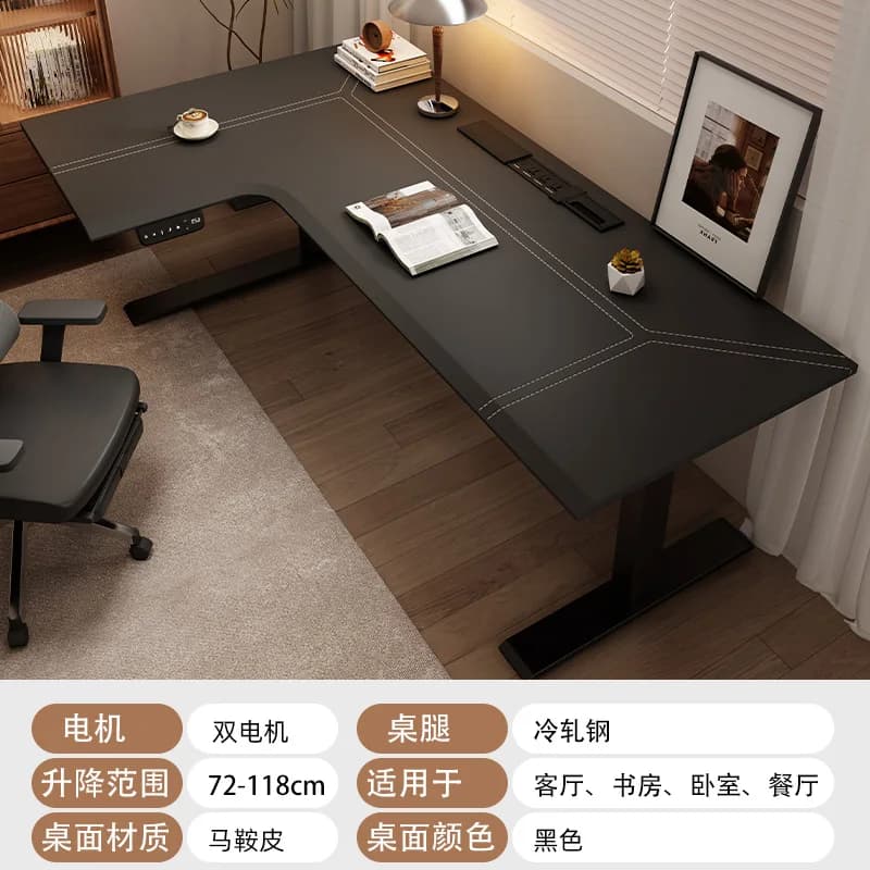 Table élévatrice électrique d'angle, pieds d'angle, établi en cuir, bureau de sport électronique, bu