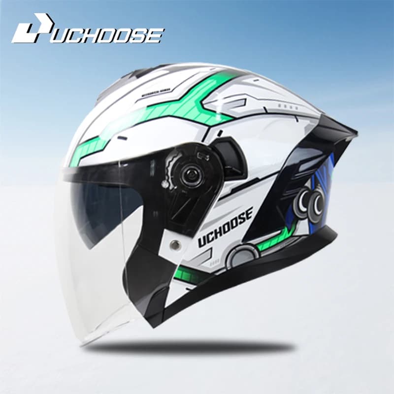 Casque de moto ouvert 715 pour hommes et femmes, double visière, pare-soleil, léger, pour scooter, v