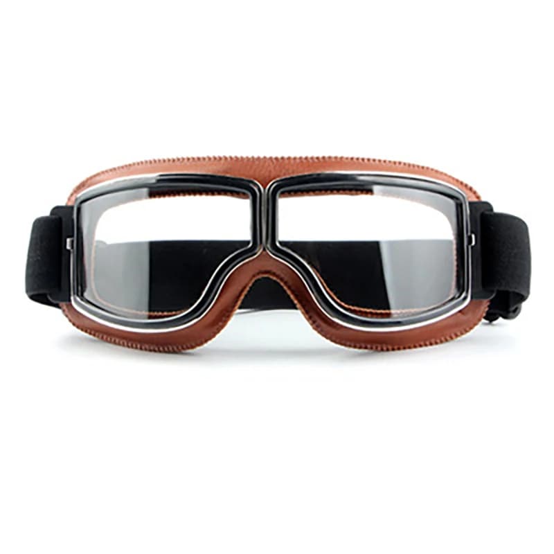 Lunettes de moto rétro lunettes de casque marron classique pour Harley pilote Steampunk ATV vélo cas