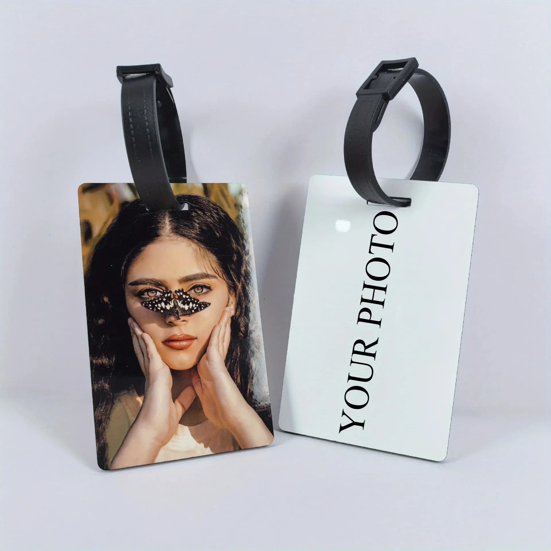 Étiquette de bagage avec photo personnelle personnalisée, peut être utilisée pour les sacs à dos, le
