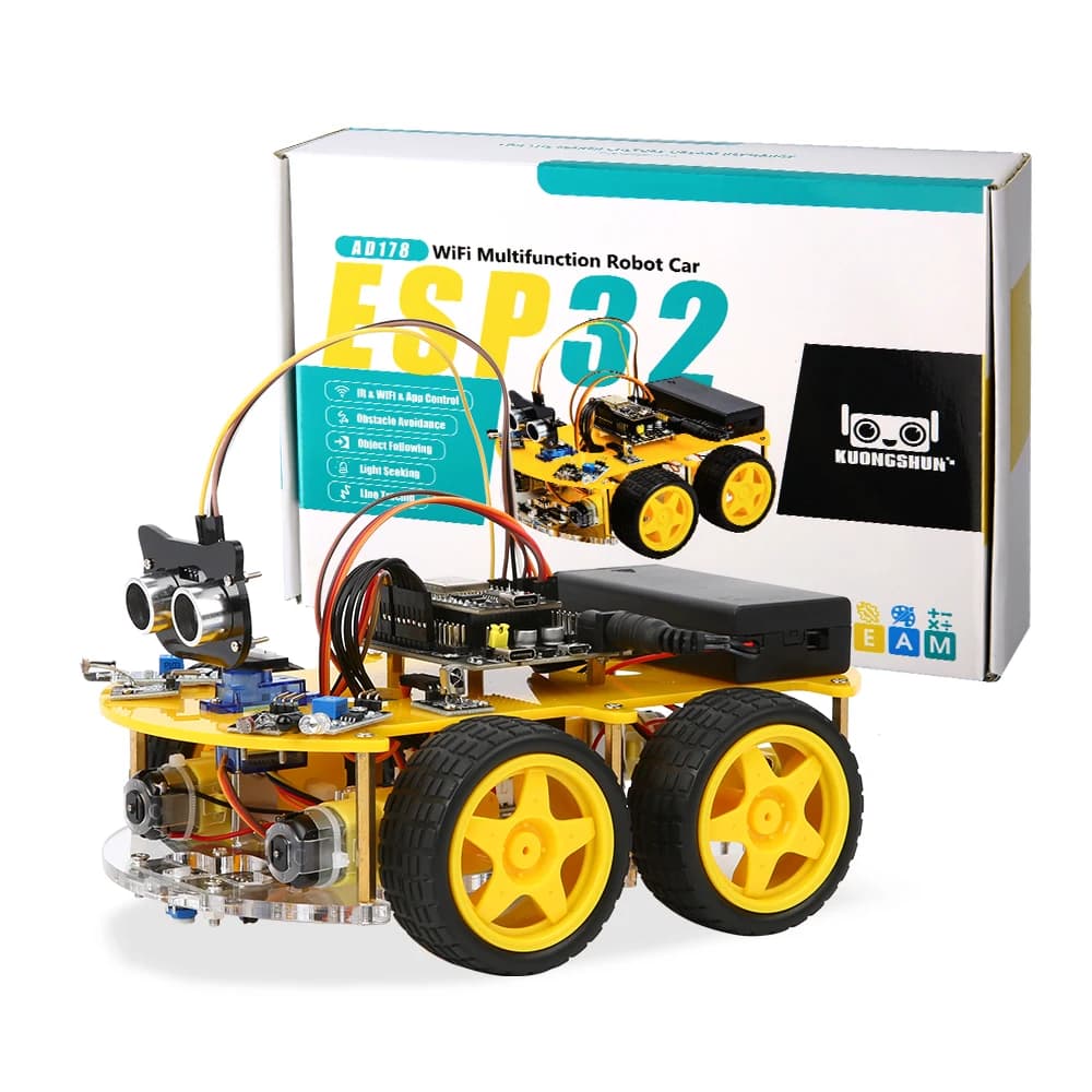 KUONGSHUN WiFi multifonction 4WD Kit de voiture robot intelligent ESP32 pour Arduino