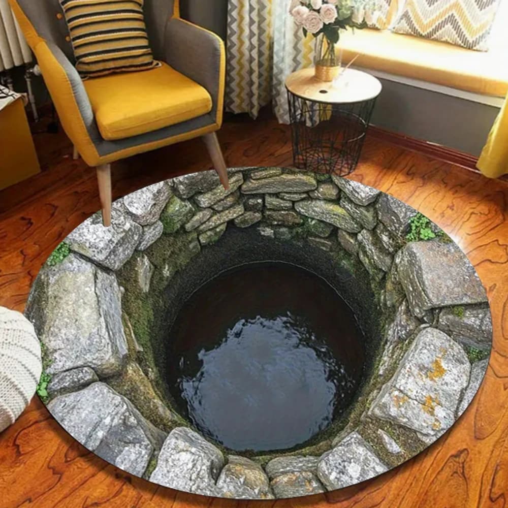 Tapis circulaire visuel à trous tridimensionnels, sans fin, pour piscine, amusant, doux, décoratif, 