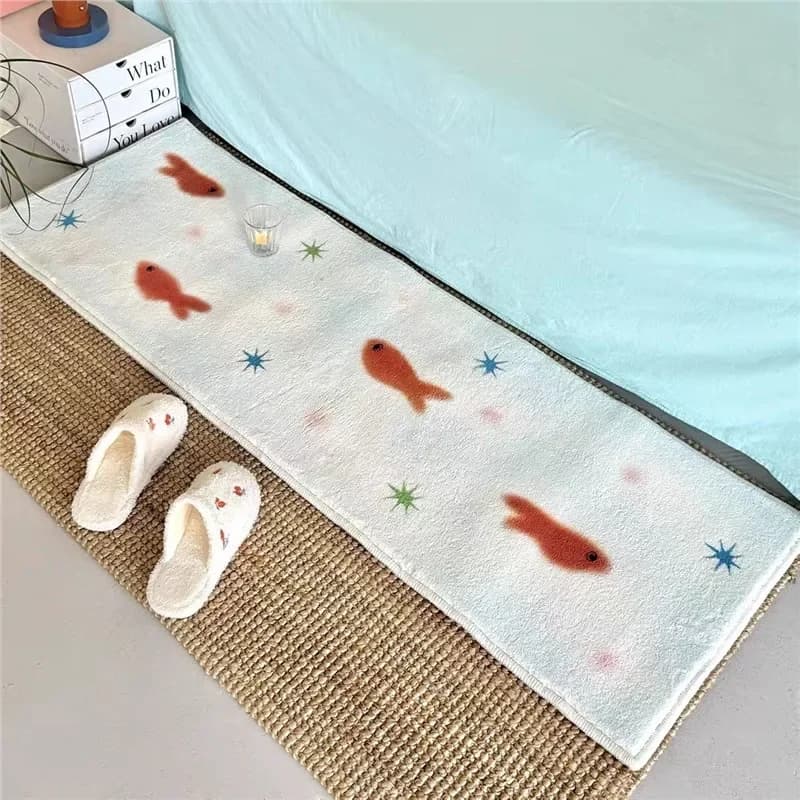 VIKAMA – Adorable tapis poisson cerise, doux et chaud, antidérapant, pour couloir d'entrée, chambre 